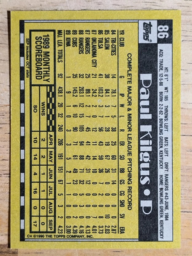 1990 Topps #86 Paul Kilgus