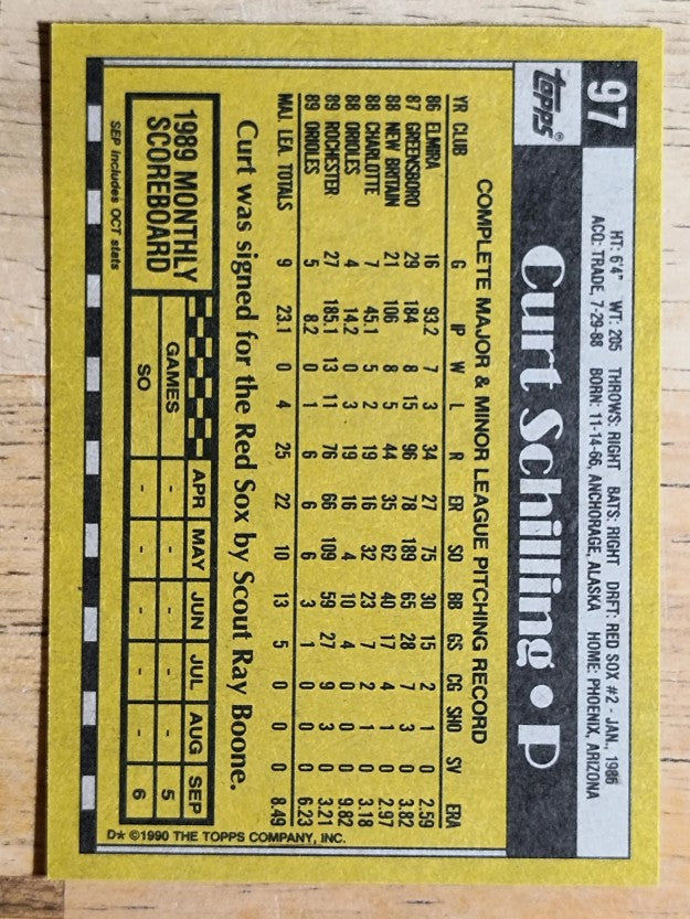 1990 Topps #97 Curt Schilling