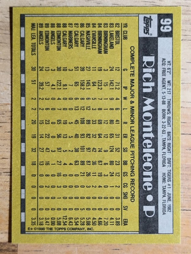 1990 Topps #99 Rich Monteleone