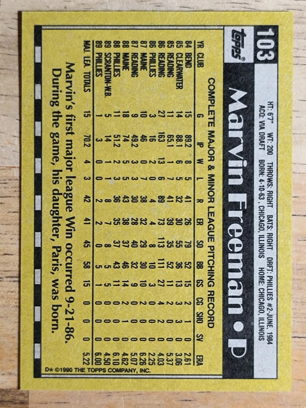 1990 Topps #103 Marvin Freeman