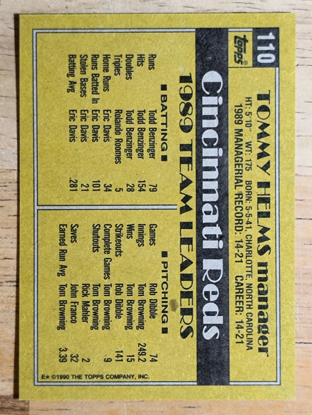 1990 Topps #110 Tommy Helms MG