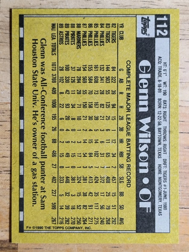 1990 Topps #112 Glenn Wilson