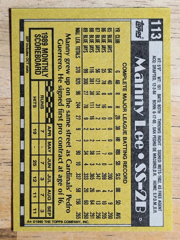 1990 Topps #113 Manny Lee