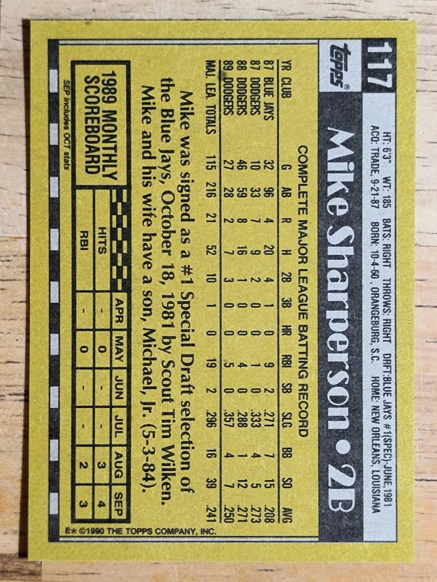 1990 Topps #117 Mike Sharperson