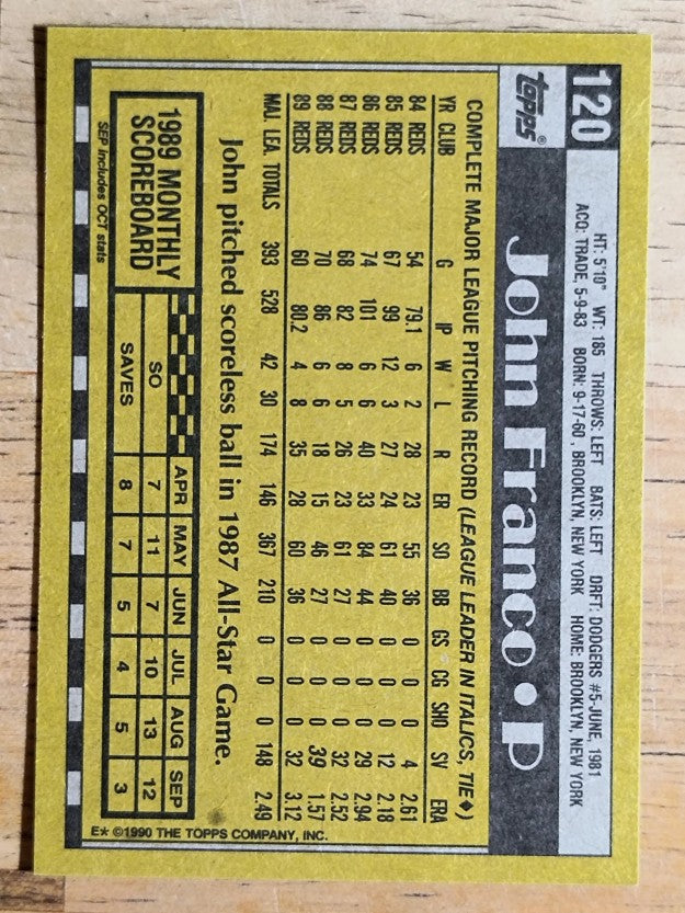 1990 Topps #120 John Franco