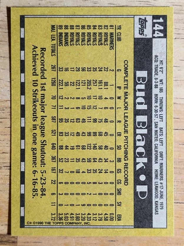1990 Topps #144 Bud Black