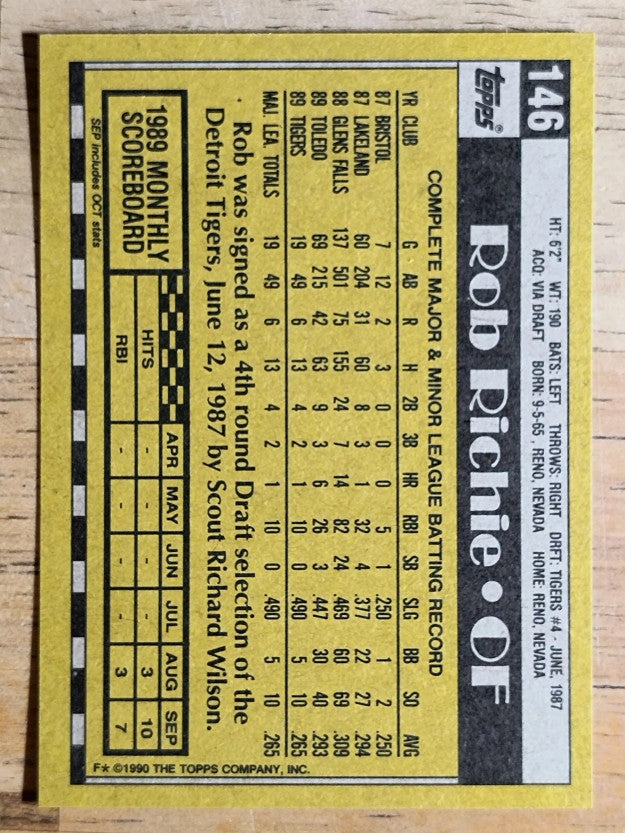 1990 Topps #146 Rob Richie RC