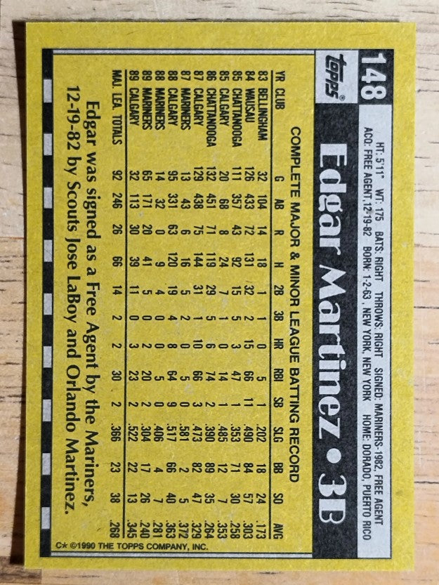 1990 Topps #148 Edgar Martinez