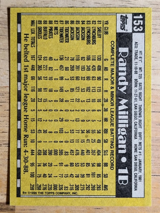 1990 Topps #153 Randy Milligan