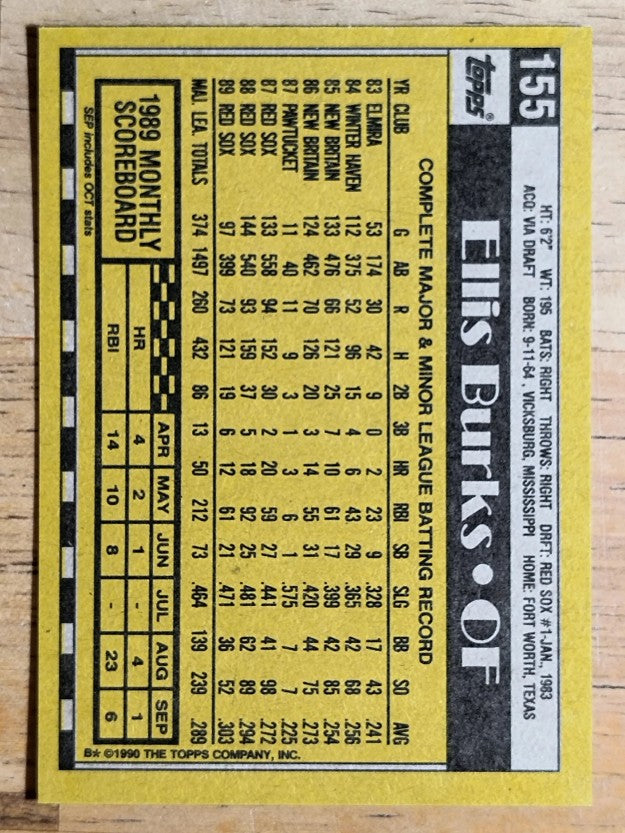 1990 Topps #155 Ellis Burks