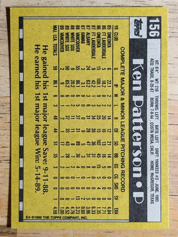 1990 Topps #156 Ken Patterson