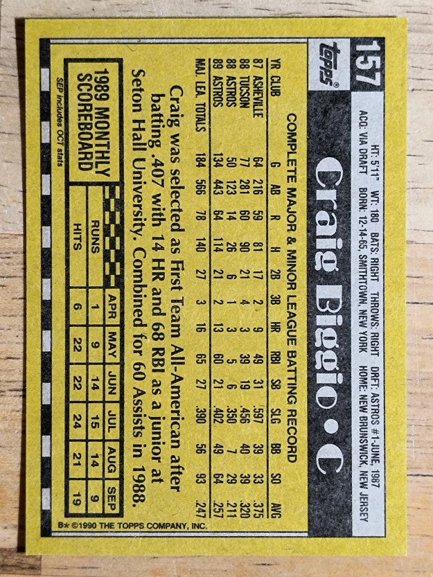 1990 Topps #157 Craig Biggio