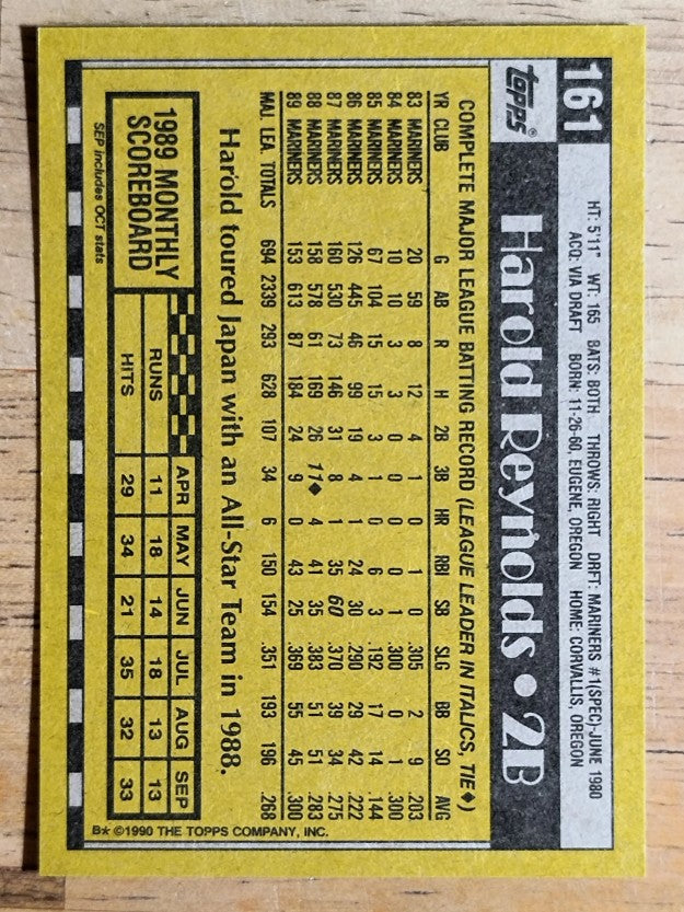 1990 Topps #161 Harold Reynolds