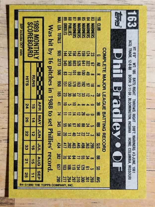 1990 Topps #163 Phil Bradley