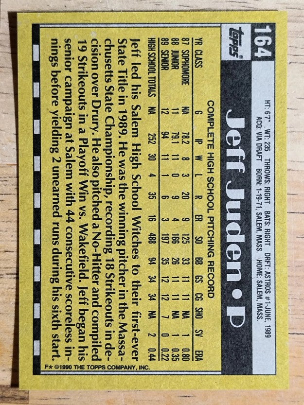 1990 Topps #164 Jeff Juden FDP RC