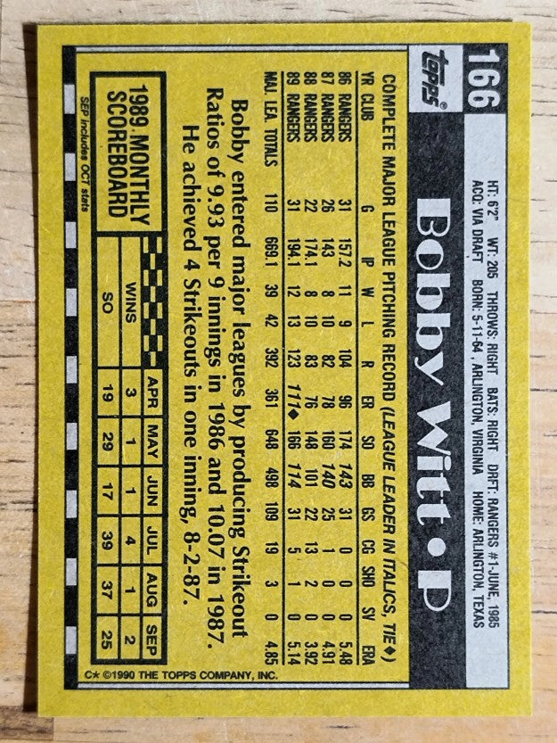 1990 Topps #166 Bobby Witt