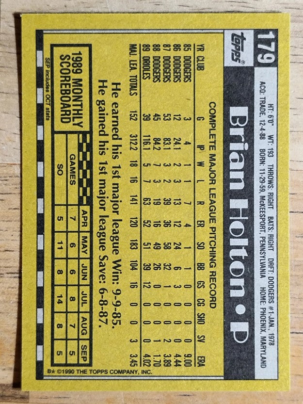 1990 Topps #179 Brian Holton