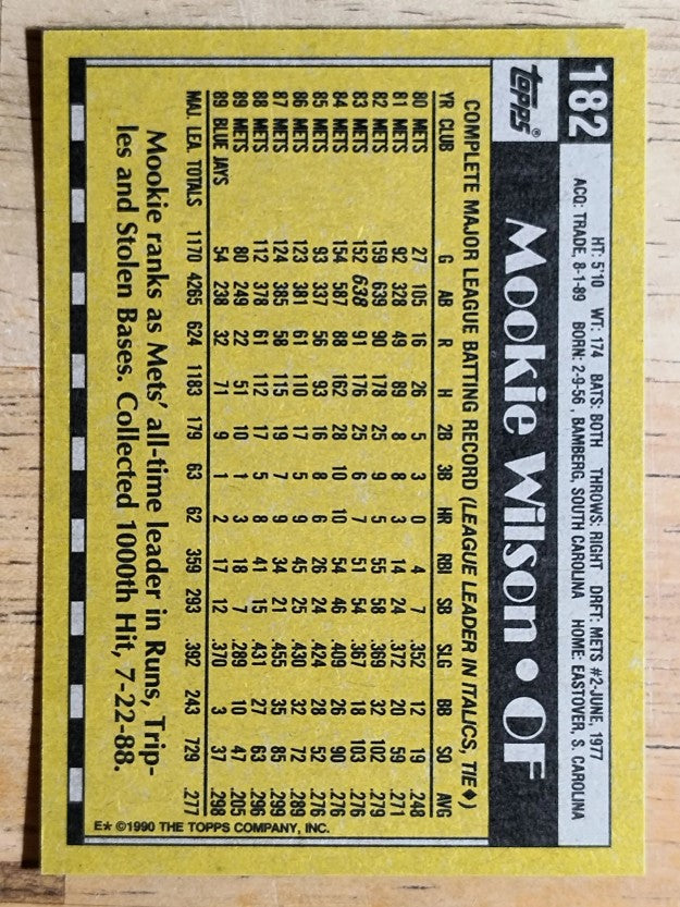 1990 Topps #182 Mookie Wilson
