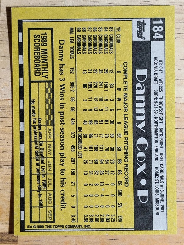 1990 Topps #184 Danny Cox
