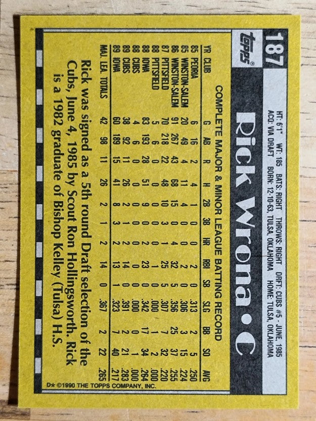 1990 Topps #187 Rick Wrona