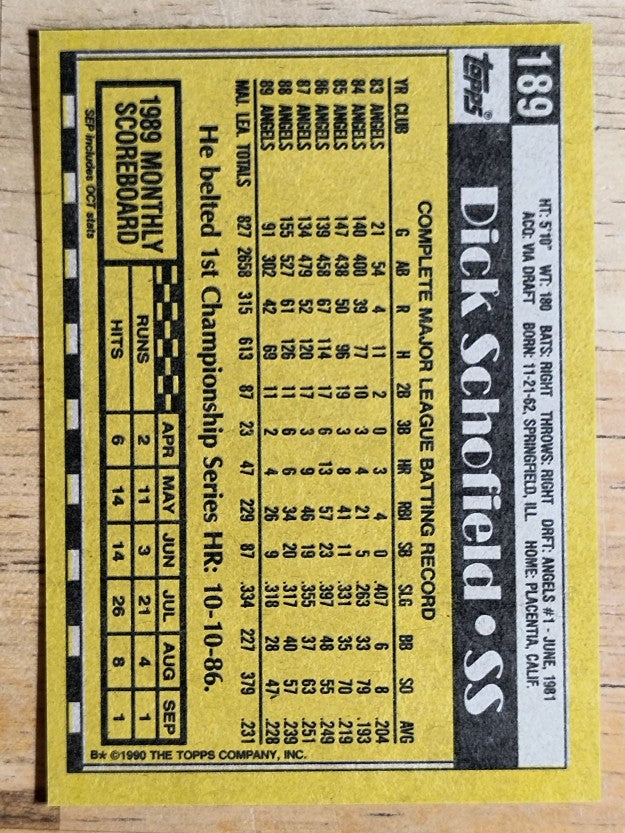 1990 Topps #189 Dick Schofield