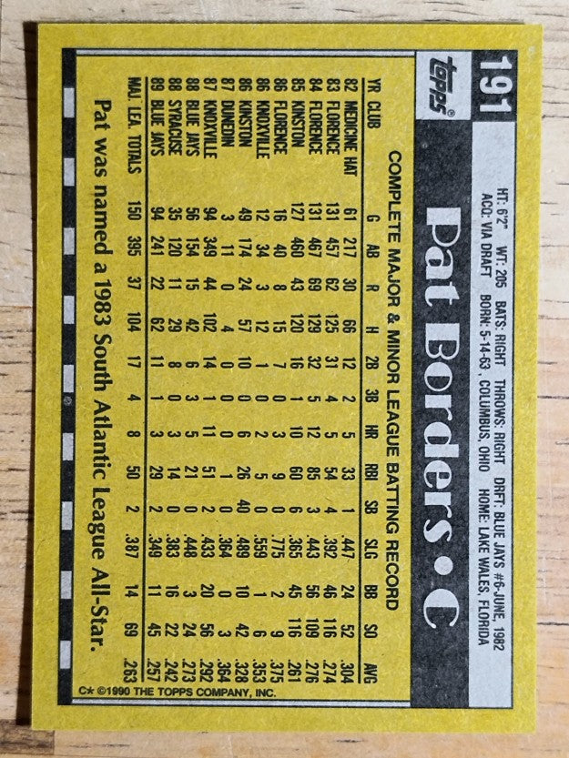 1990 Topps #191 Pat Borders