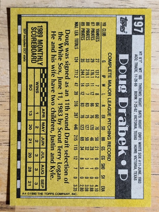 1990 Topps #197 Doug Drabek