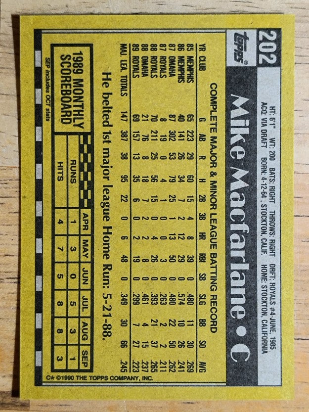 1990 Topps #202 Mike Macfarlane