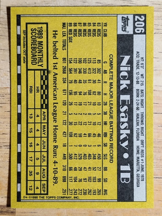 1990 Topps #206 Nick Esasky