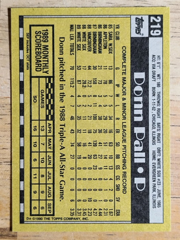1990 Topps #219 Donn Pall