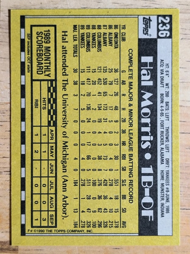 1990 Topps #236 Hal Morris