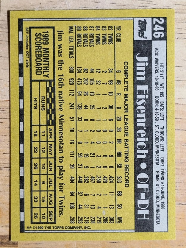 1990 Topps #246 Jim Eisenreich