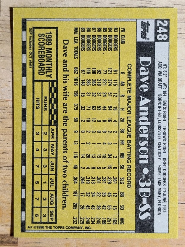 1990 Topps #248 Dave Anderson