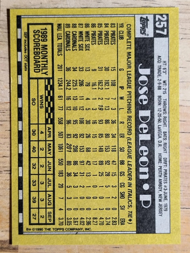 1990 Topps #257 Jose DeLeon