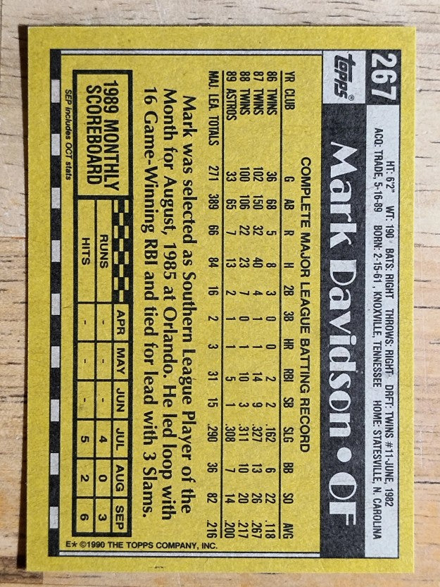 1990 Topps #267 Mark Davidson