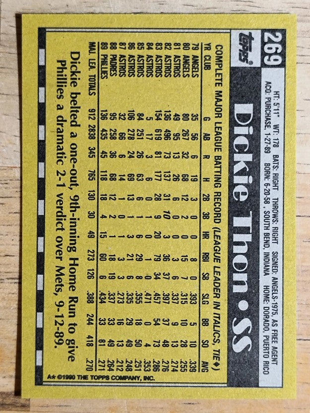 1990 Topps #269 Dickie Thon