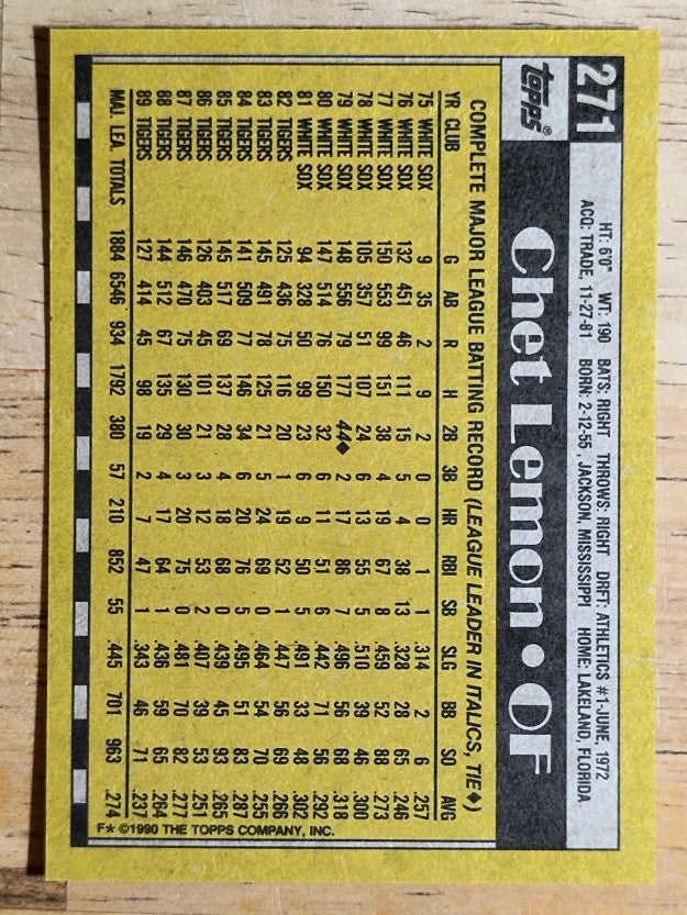 1990 Topps #271 Chet Lemon