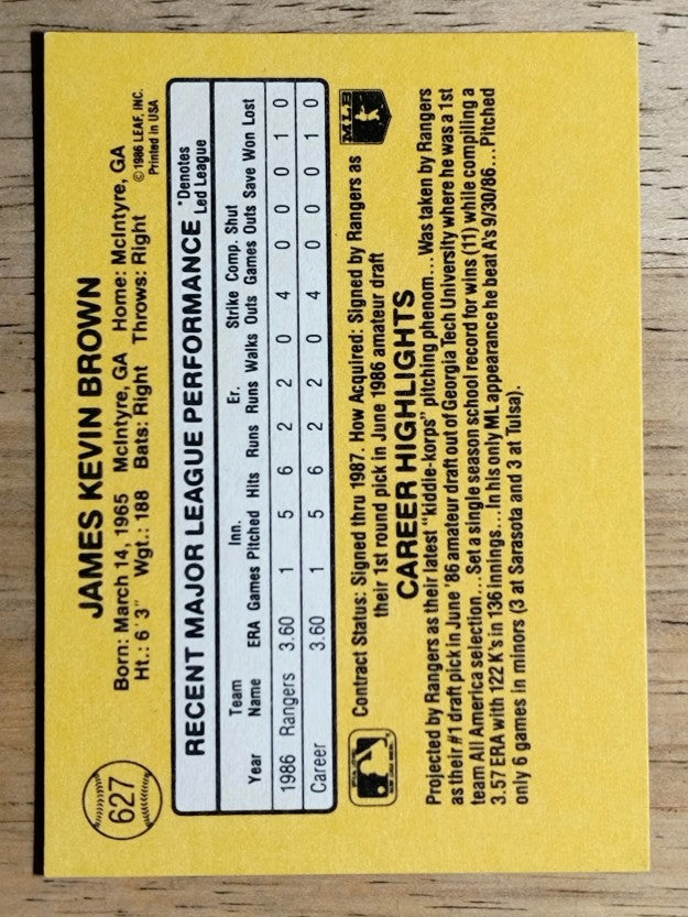 1987 Donruss #627 Kevin Brown RC