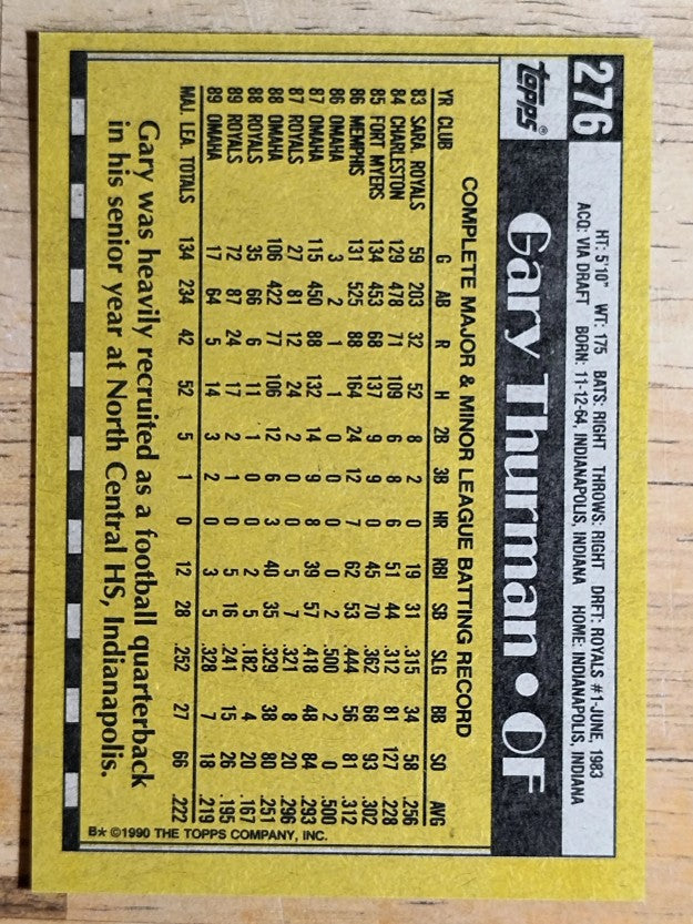 1990 Topps #276 Gary Thurman