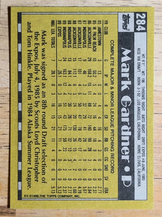 1990 Topps #284 Mark Gardner RC