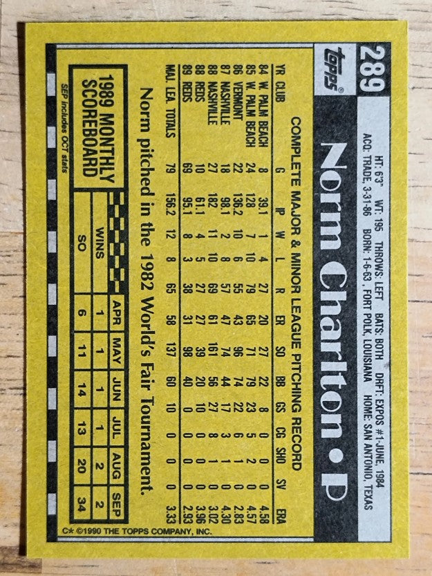 1990 Topps #289 Norm Charlton