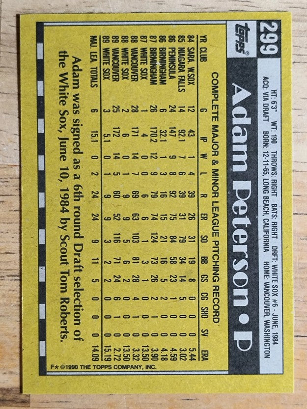 1990 Topps #299 Adam Peterson