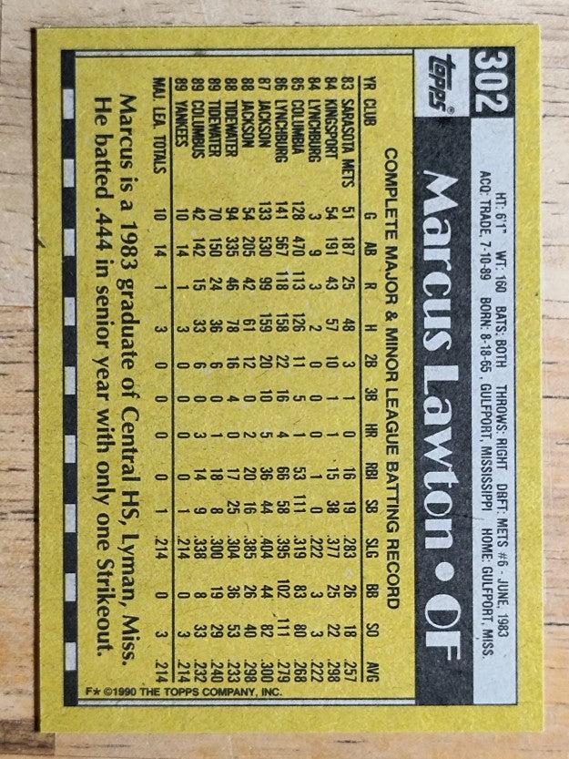 1990 Topps #302 Marcus Lawton RC