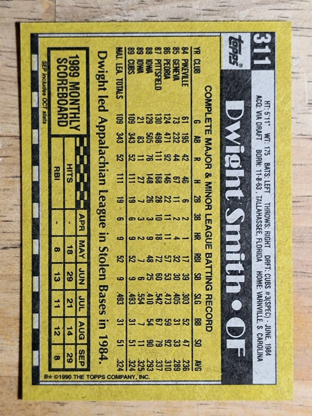 1990 Topps #311 Dwight Smith