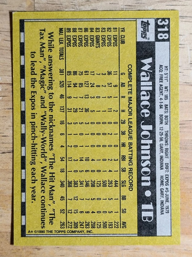 1990 Topps #318 Wallace Johnson