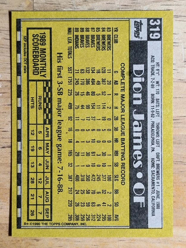 1990 Topps #319 Dion James
