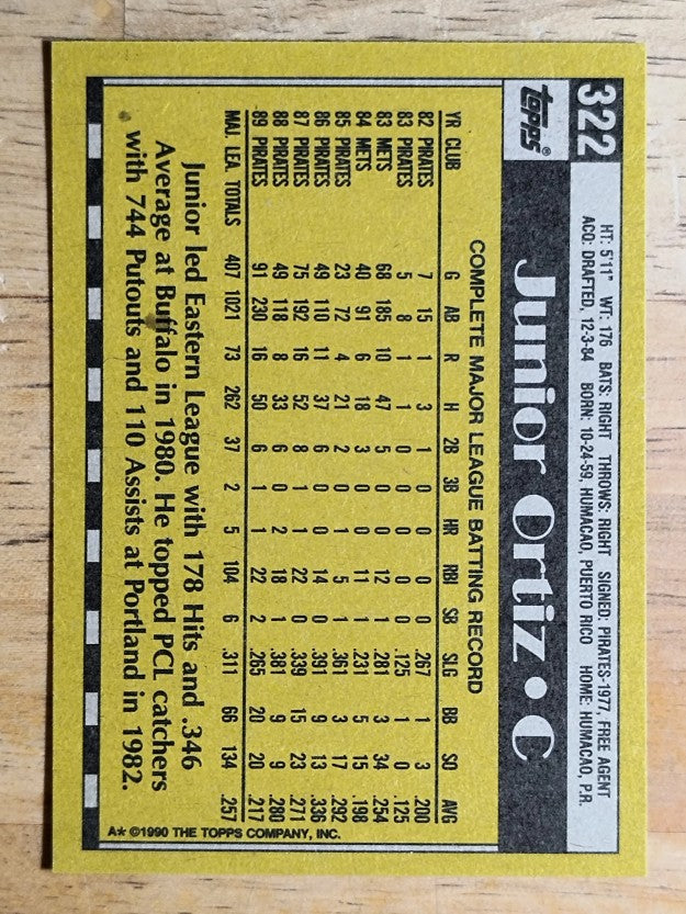 1990 Topps #322 Junior Ortiz