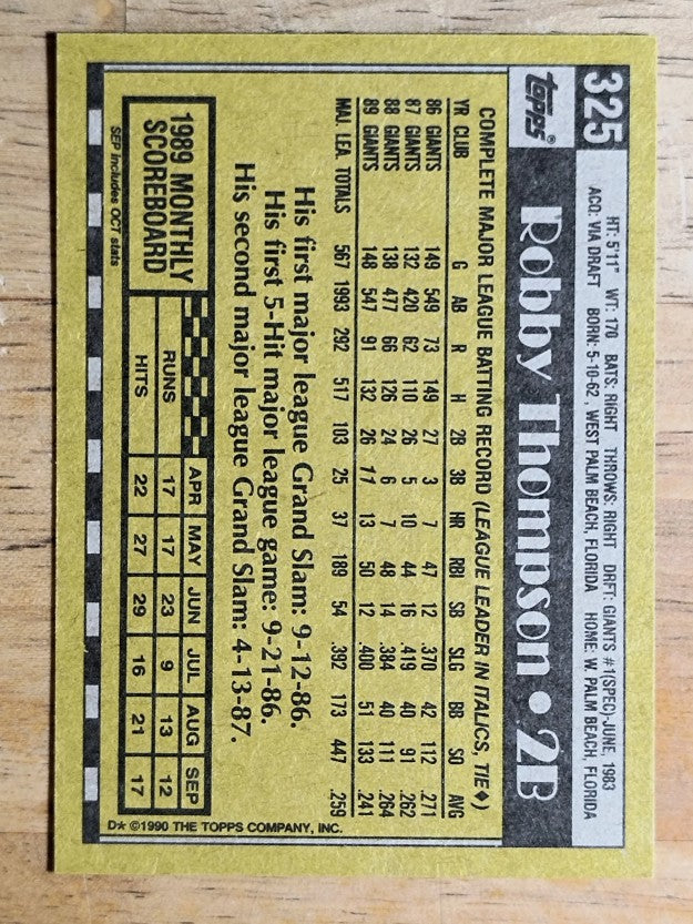 1990 Topps #325 Robby Thompson