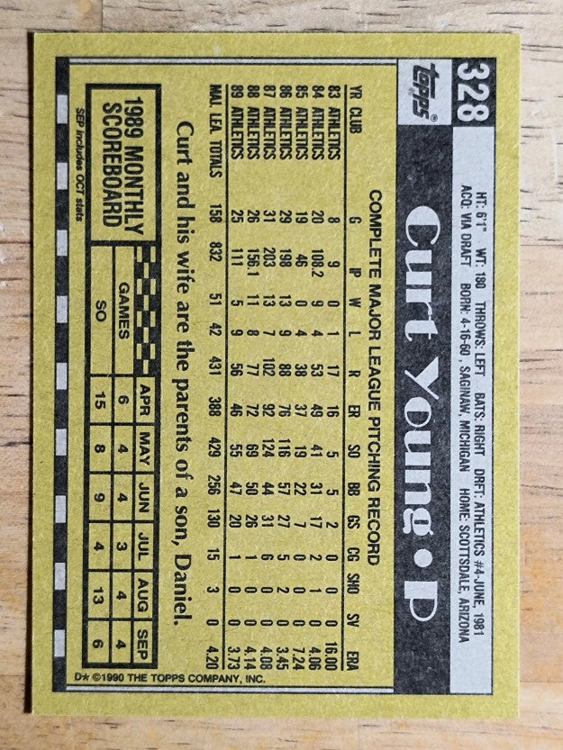 1990 Topps #328 Curt Young
