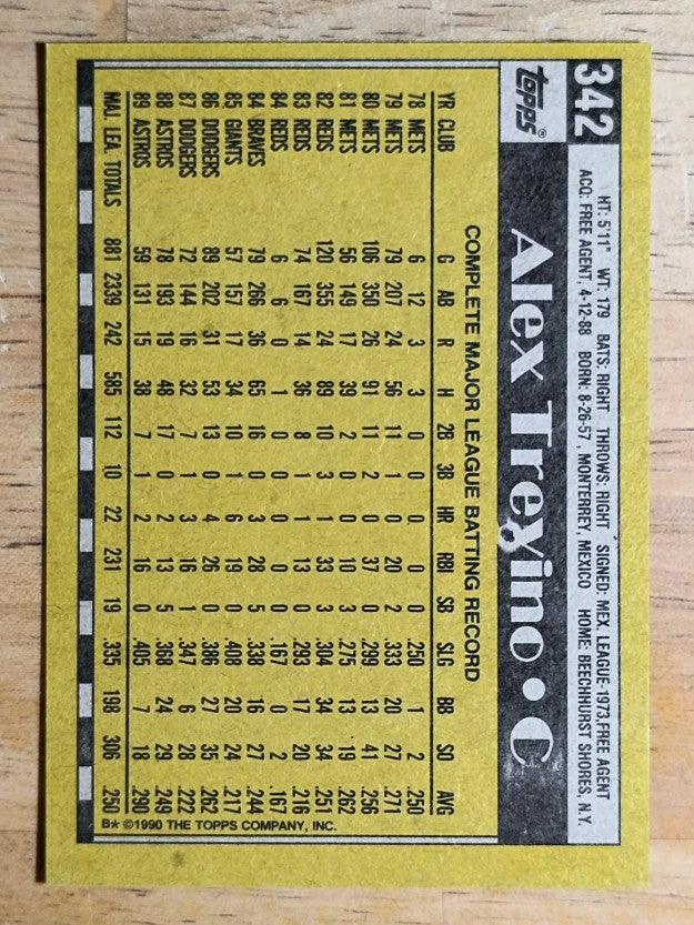 1990 Topps #342 Alex Trevino